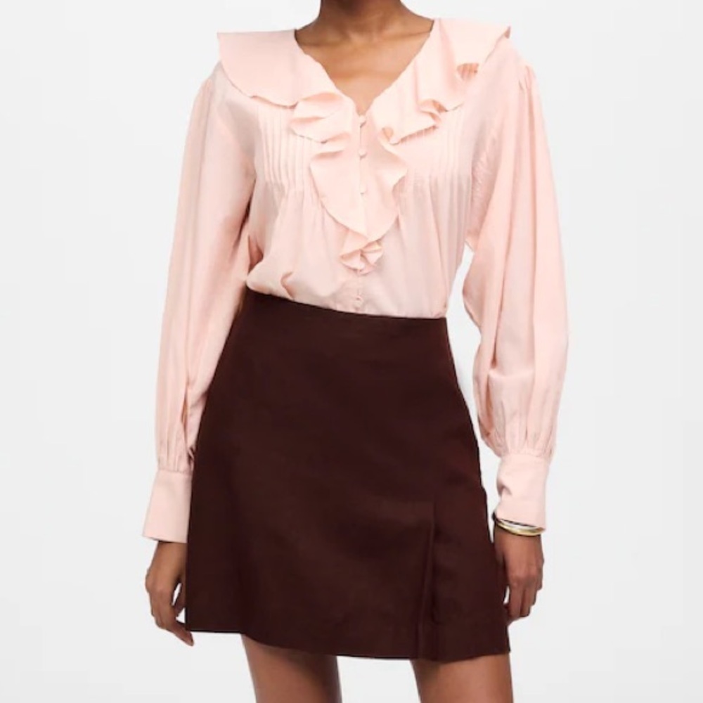 Madewell chocolate raisin Pleated Linen Mini Skirt